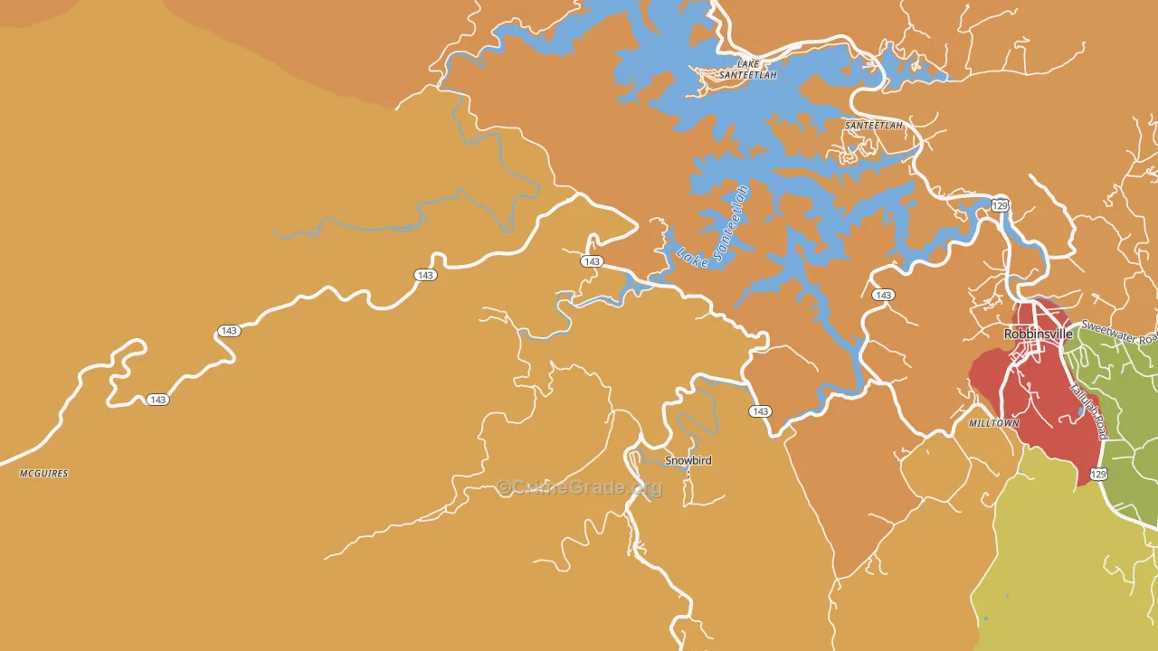 Santeetlah, NC Map of Burglary Rates