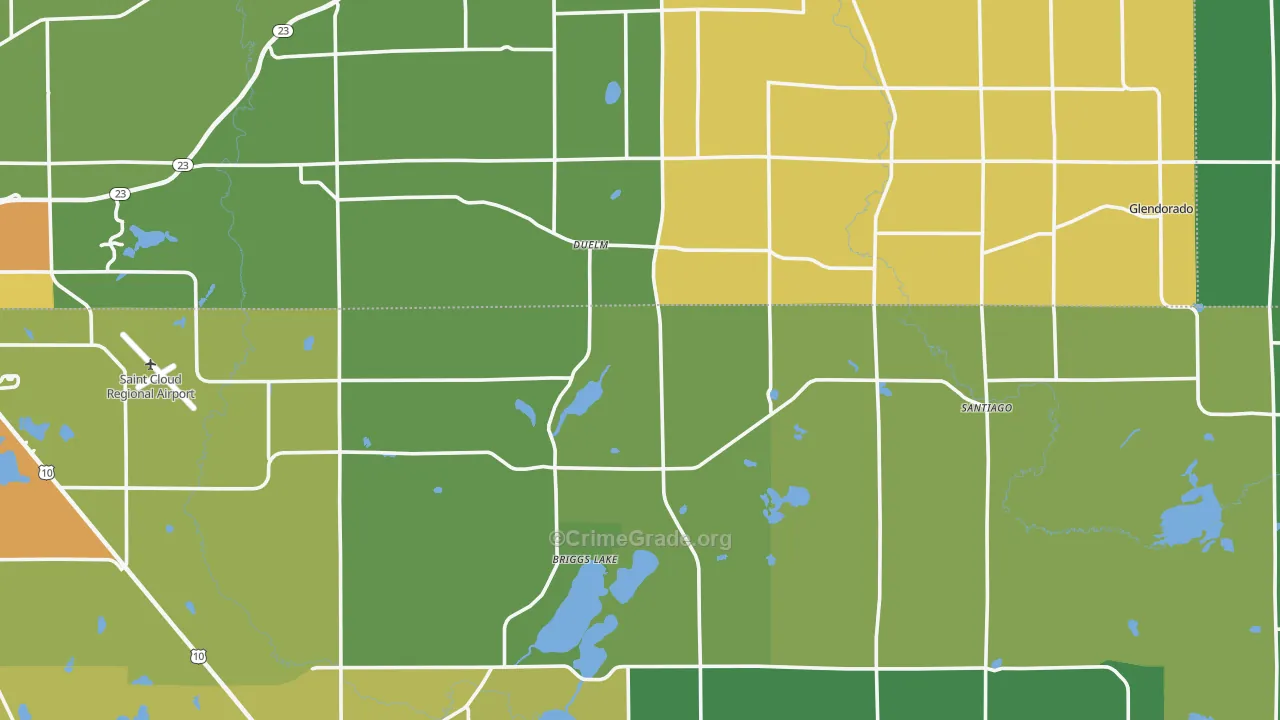 Santiago, MN Map of Burglary Rates