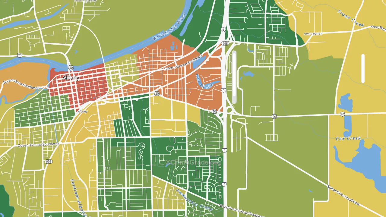 Santiam, Albany, OR Map of Burglary Rates
