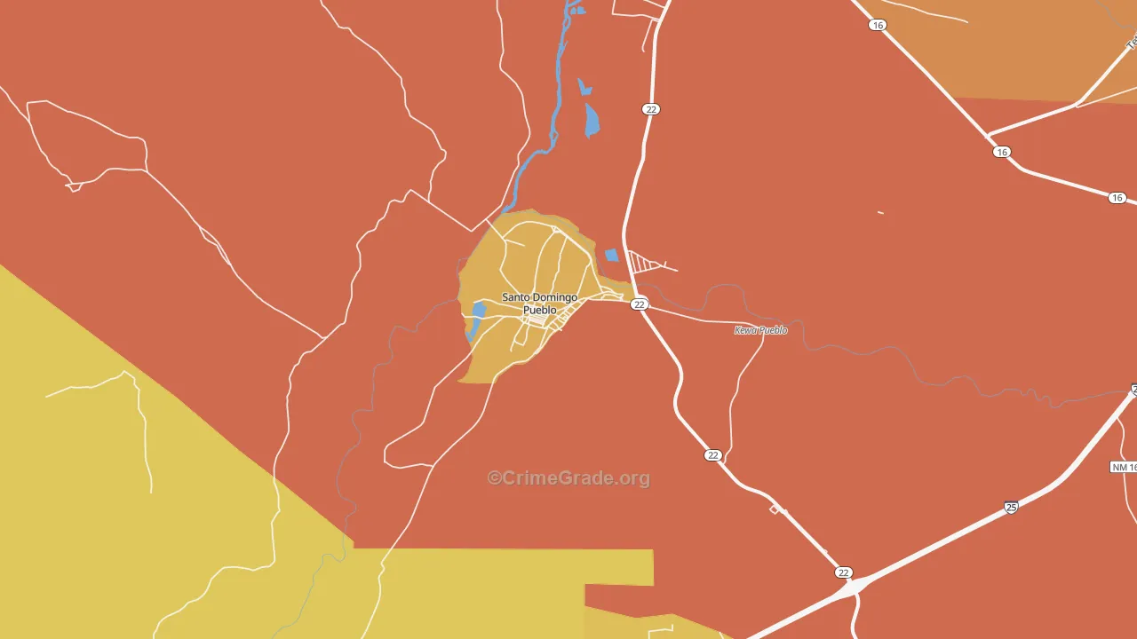 Santo Domingo Pueblo, NM Map of Burglary Rates