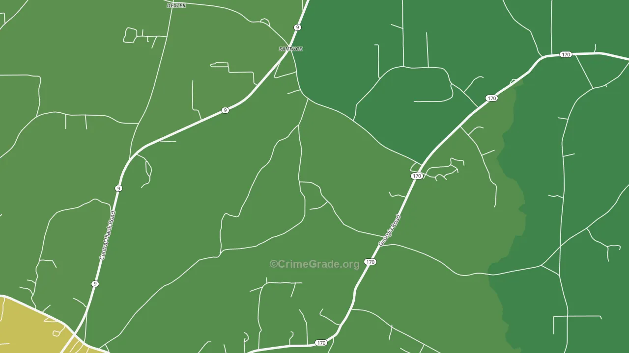 Santuck, AL Map of Burglary Rates