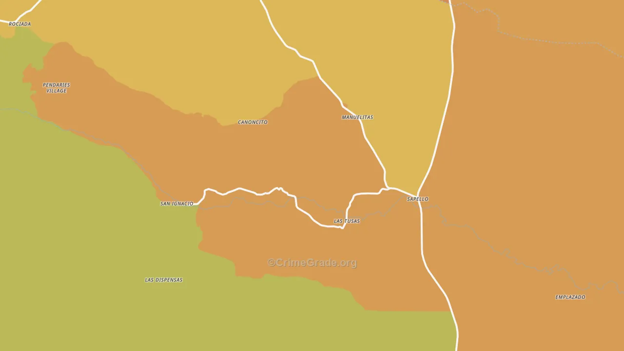 Sapello, NM Map of Burglary Rates