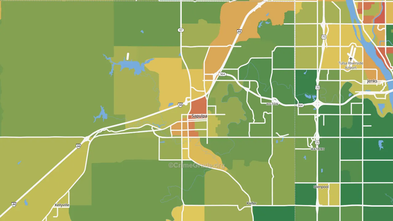 Sapulpa, OK Map of Burglary Rates