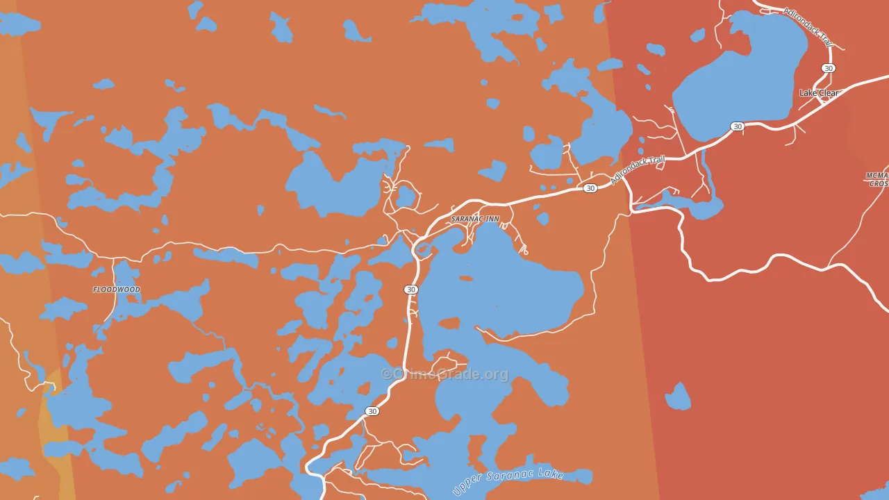 Saranac Inn, NY Map of Burglary Rates