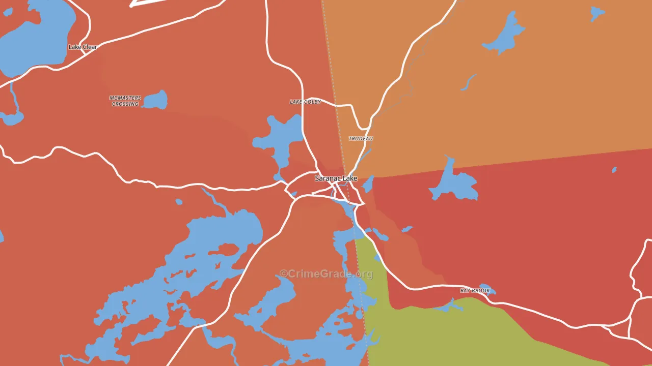 Saranac Lake, NY Map of Burglary Rates