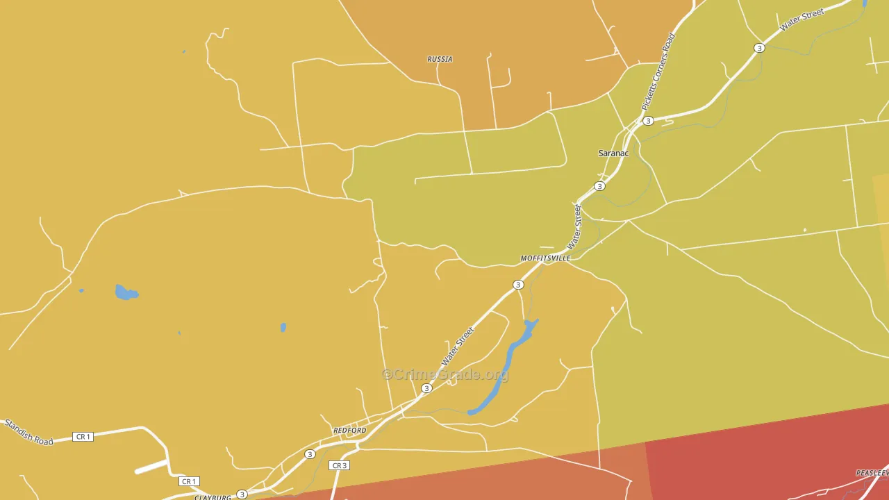 Saranac, NY Map of Burglary Rates