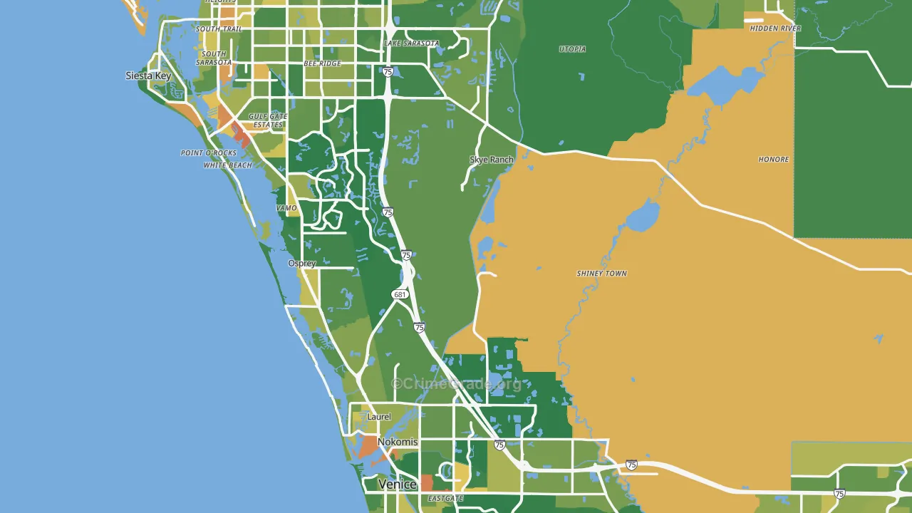 Sarasota County, FL Map of Burglary Rates