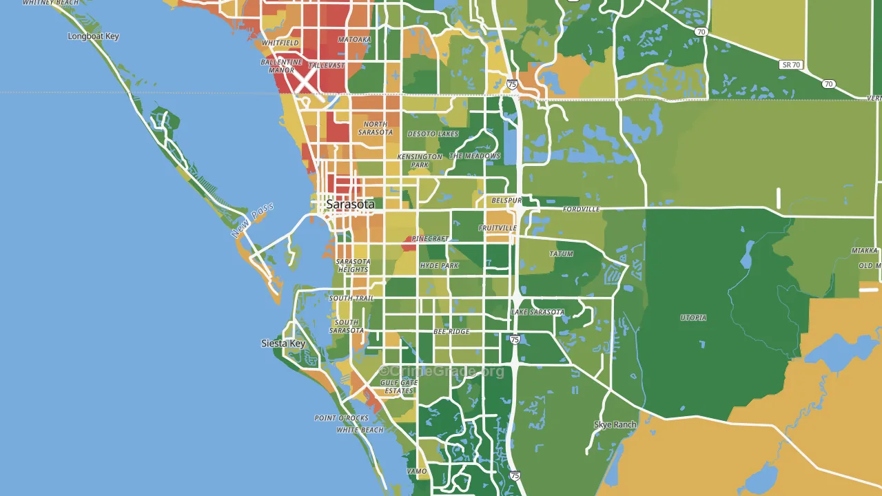 Sarasota, FL Map of Burglary Rates