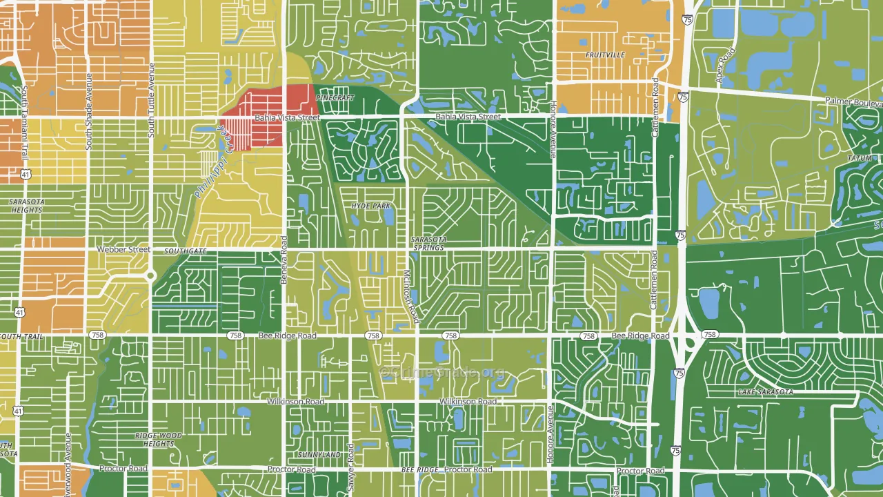 Sarasota Springs, FL Map of Burglary Rates