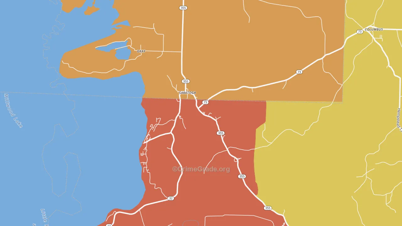 Saratoga, AR Map of Burglary Rates