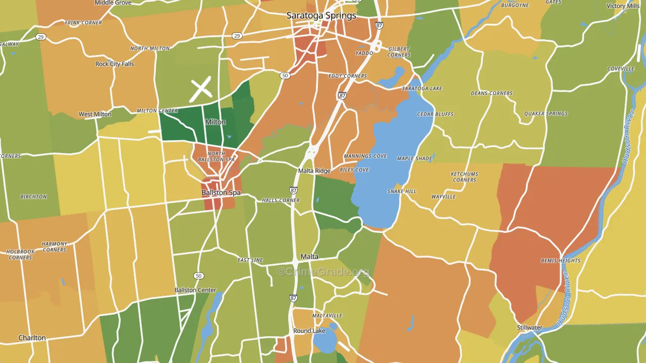 Saratoga County, NY Map of Burglary Rates