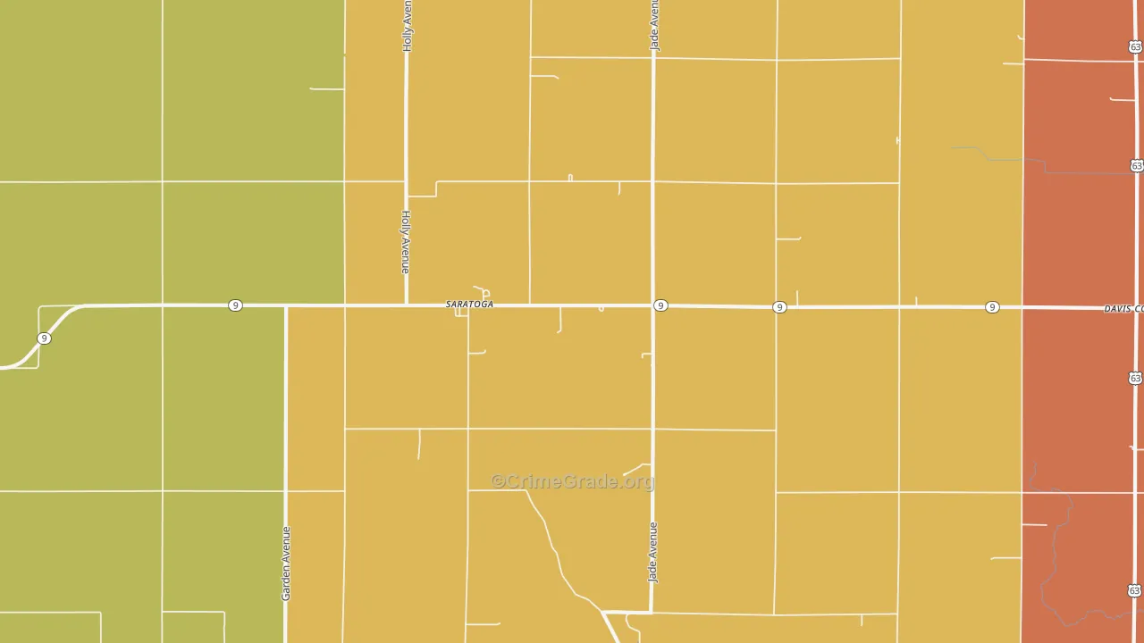 Saratoga, IA Map of Burglary Rates