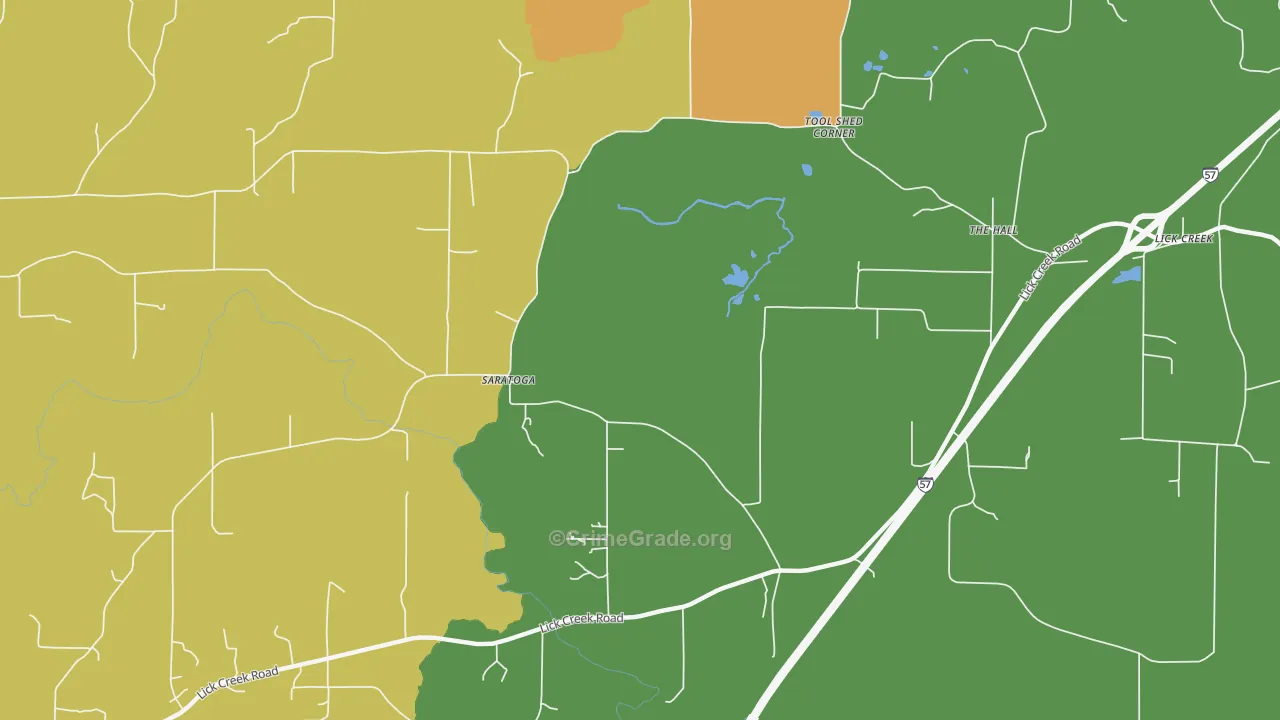 Saratoga, IL Map of Burglary Rates