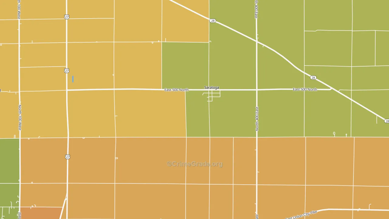 Saratoga, IN Map of Burglary Rates