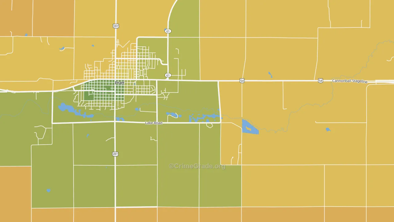 Saratoga, KS Map of Burglary Rates