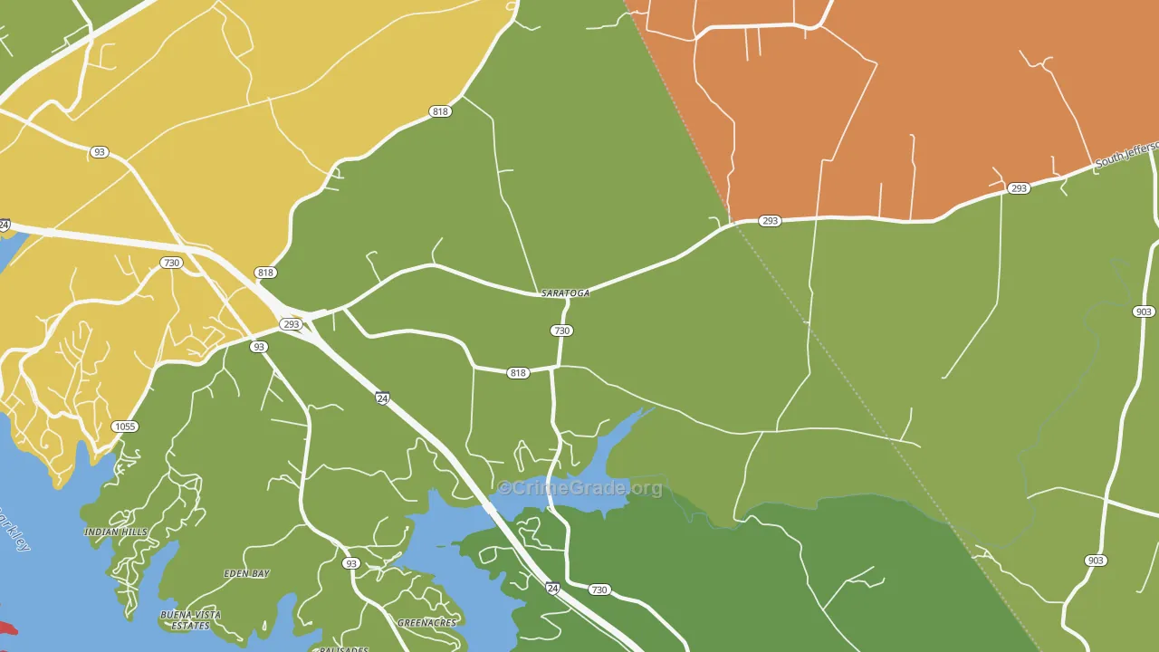 Saratoga, KY Map of Burglary Rates