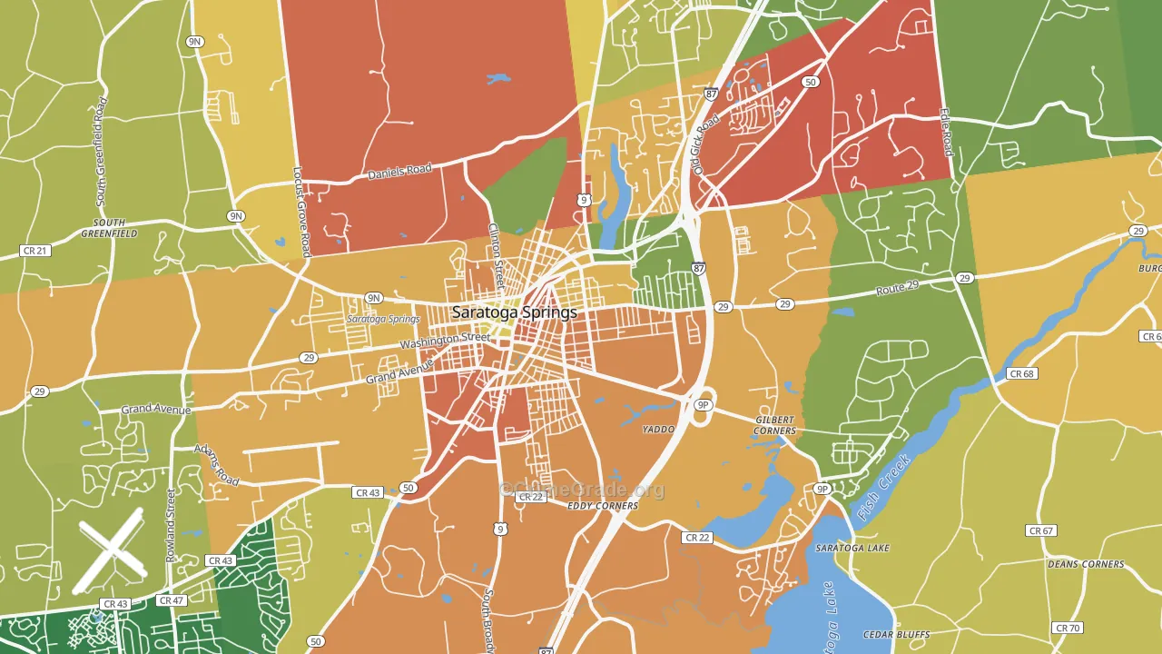 Saratoga Springs, NY Map of Burglary Rates