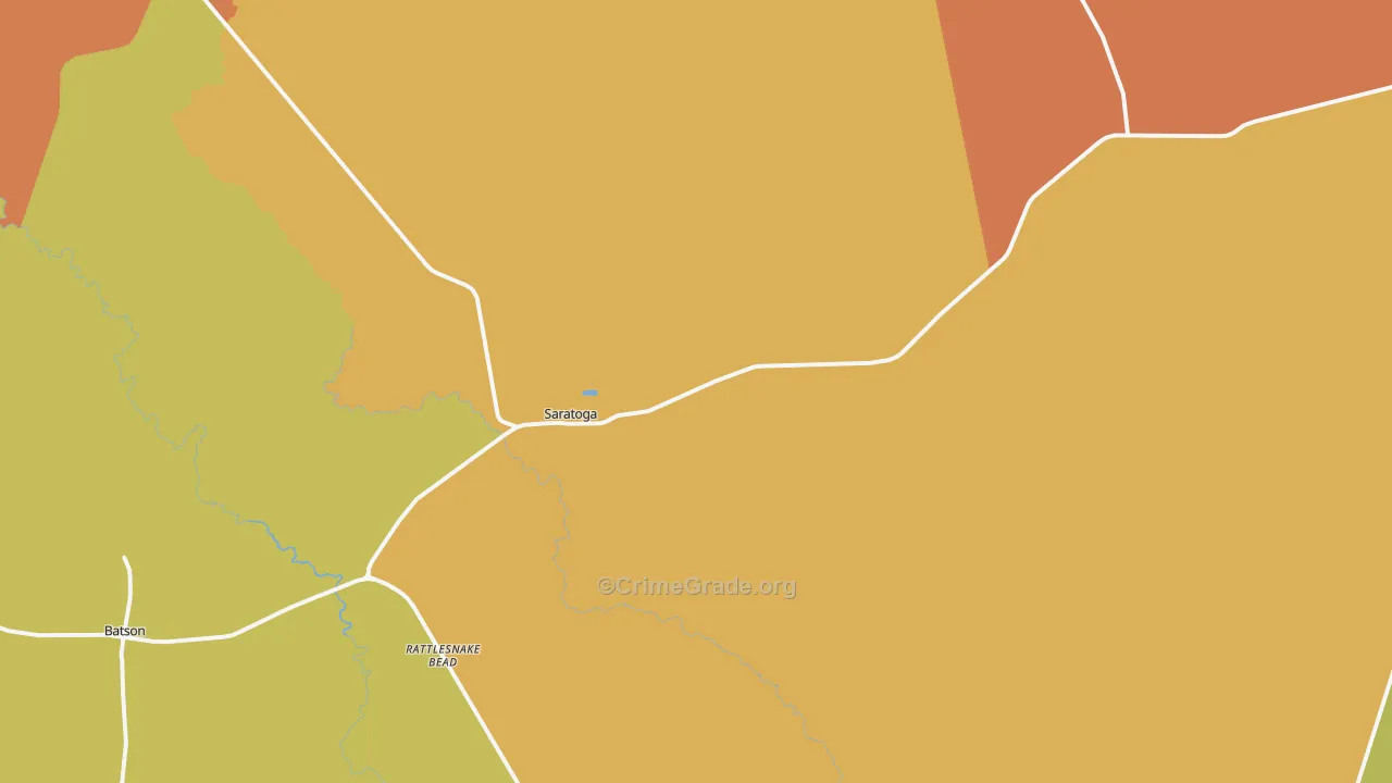 Saratoga, TX Map of Burglary Rates