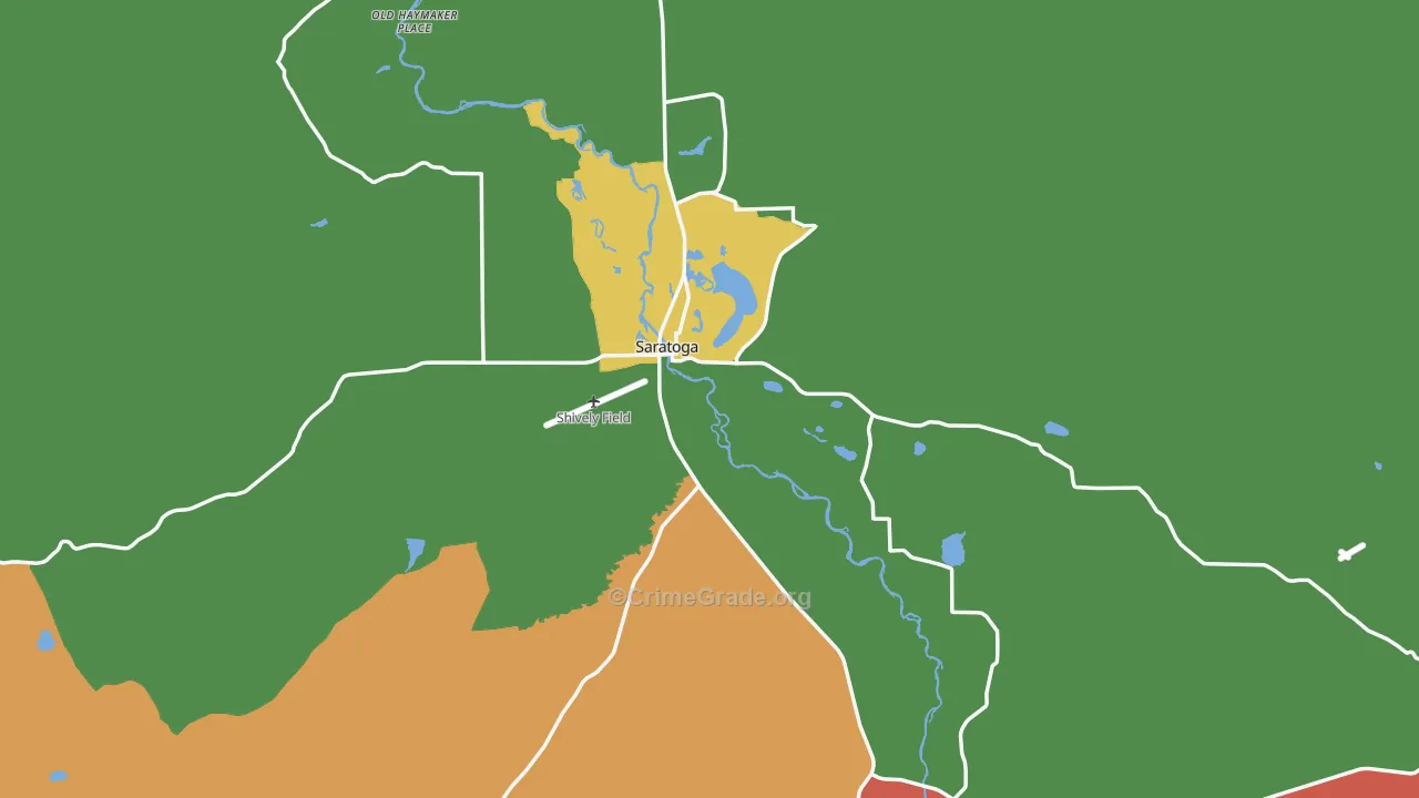 Saratoga, WY Map of Burglary Rates