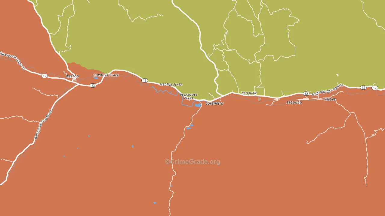 Sarcillo, CO Map of Burglary Rates