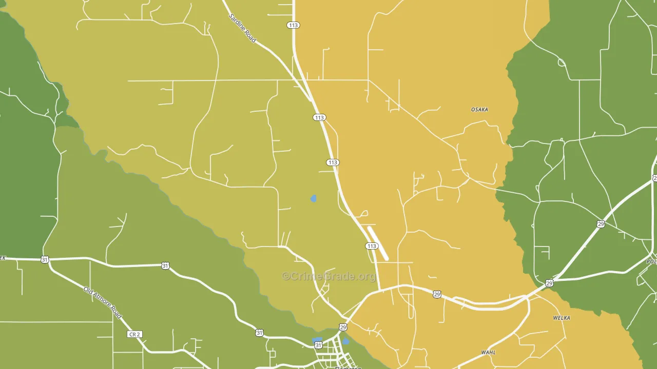 Sardine, AL Map of Burglary Rates