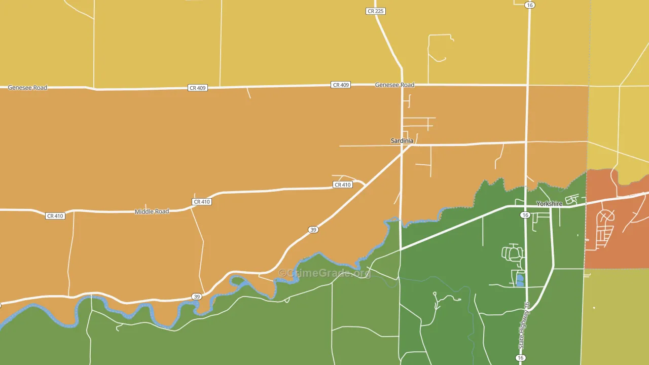 Sardinia, NY Map of Burglary Rates