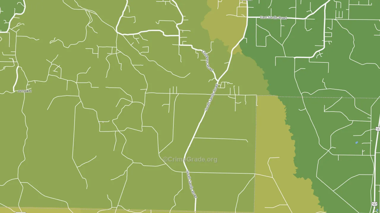 Sardis, AR Map of Burglary Rates