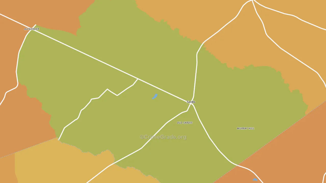 Sardis, GA Map of Burglary Rates