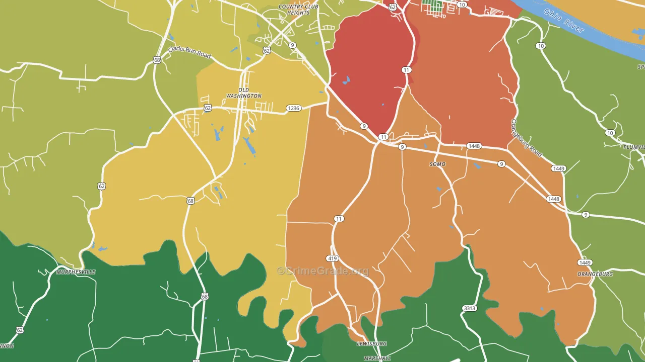 Sardis, KY Map of Burglary Rates