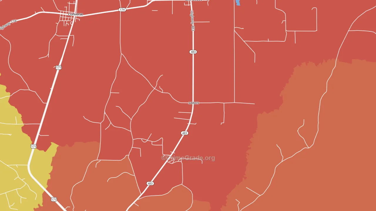 Sardis, LA Map of Burglary Rates