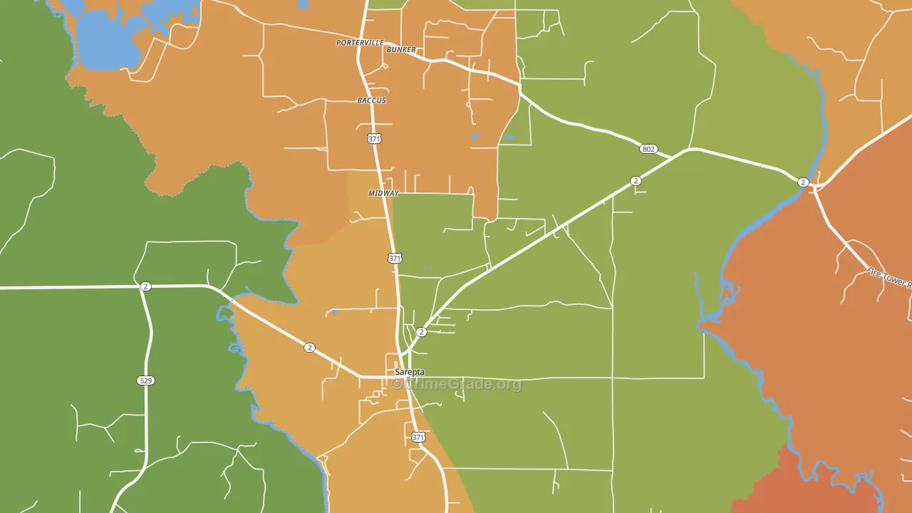 Sarepta, LA Map of Burglary Rates