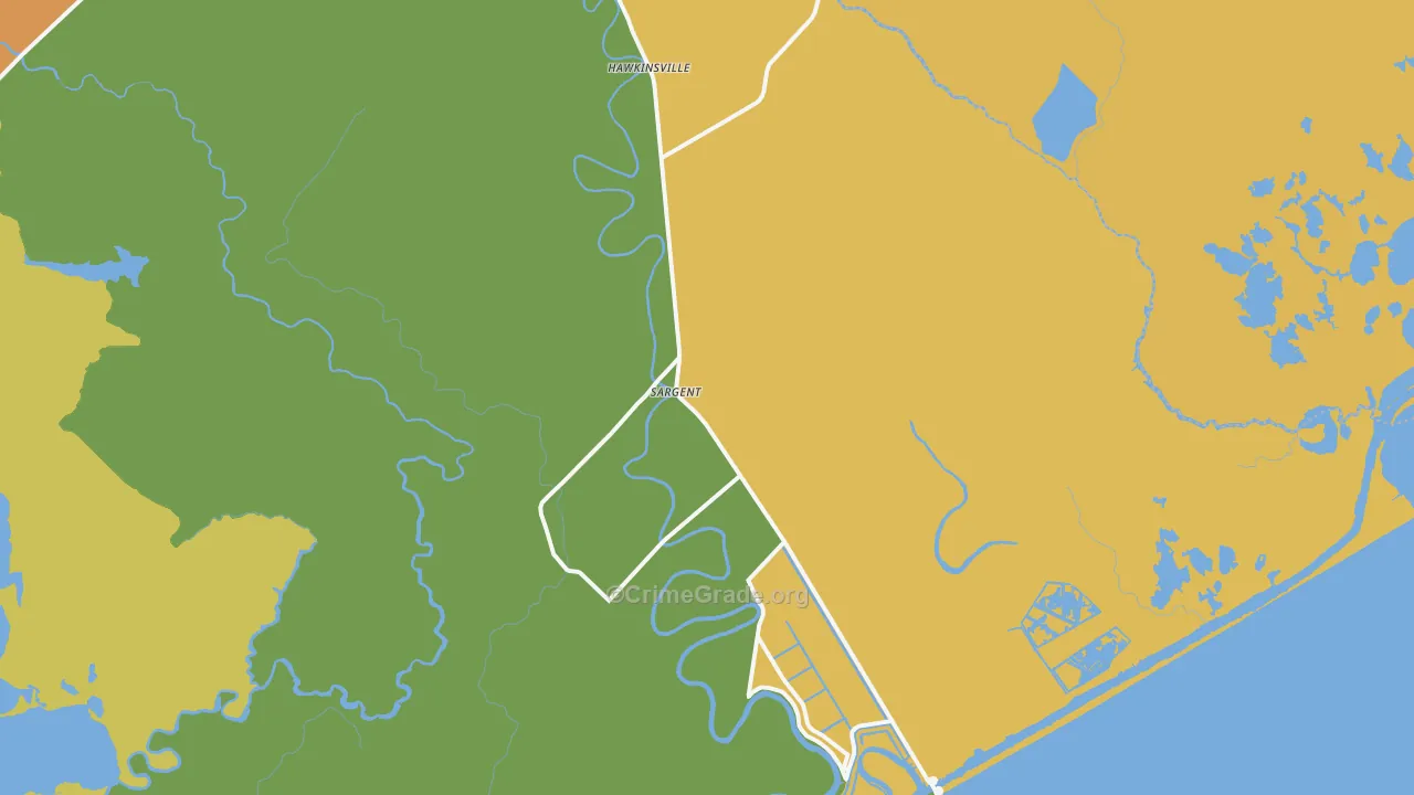 Sargent, TX Map of Burglary Rates