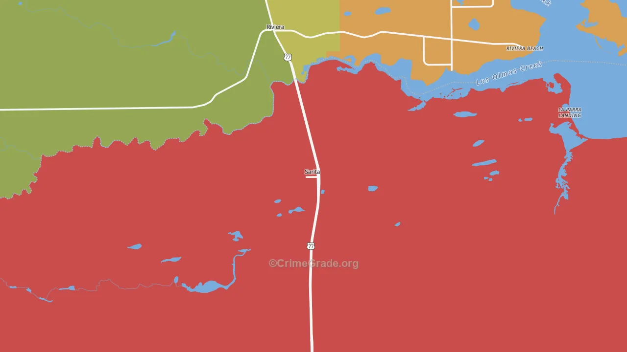 Sarita, TX Map of Burglary Rates