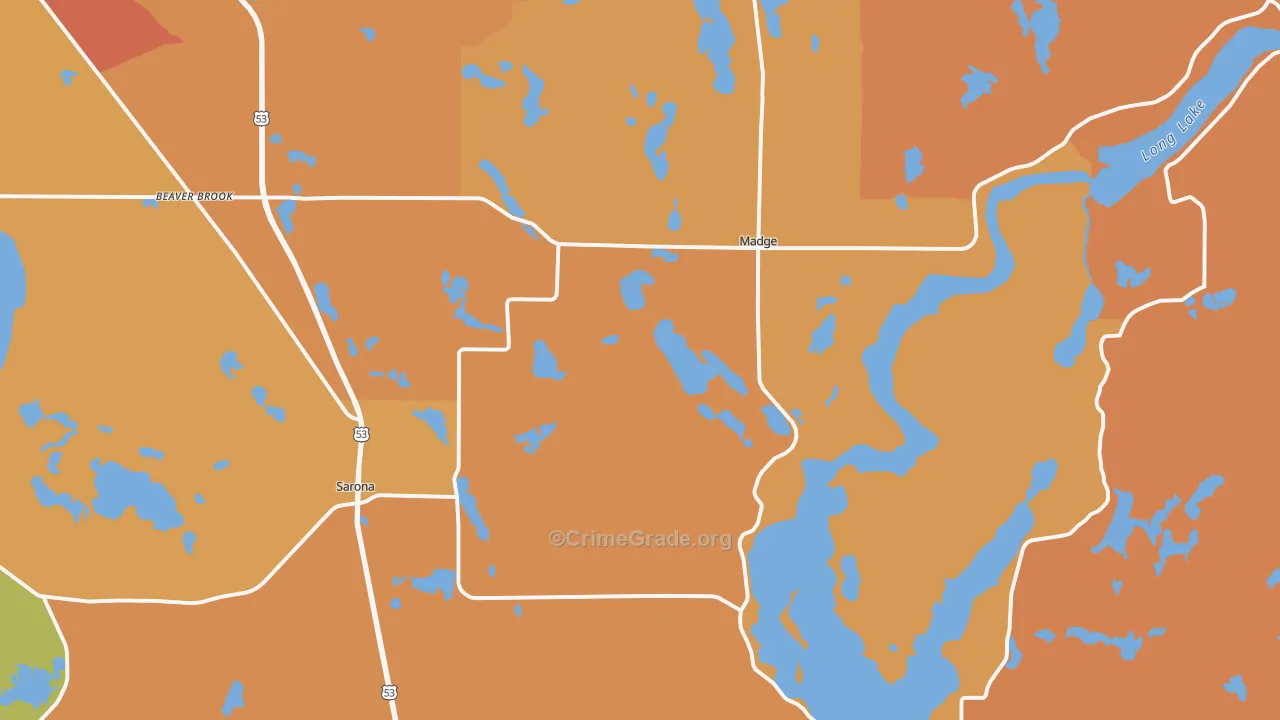 Sarona, WI Map of Burglary Rates