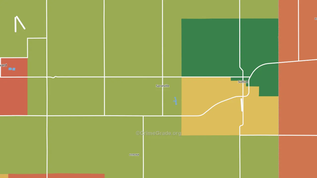 Saronville, NE Map of Burglary Rates