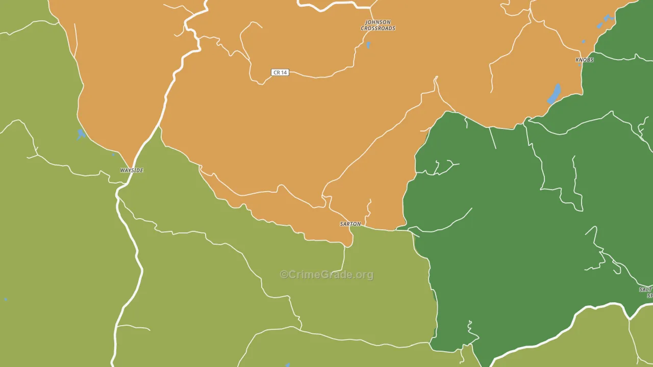 Sarton, WV Map of Burglary Rates