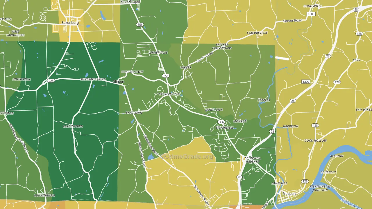 Sarver, PA Map of Burglary Rates