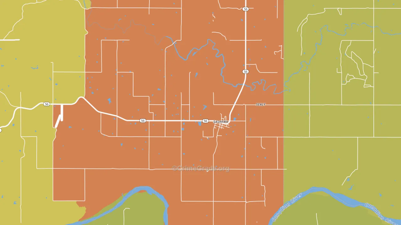 Sasakwa, OK Map of Burglary Rates