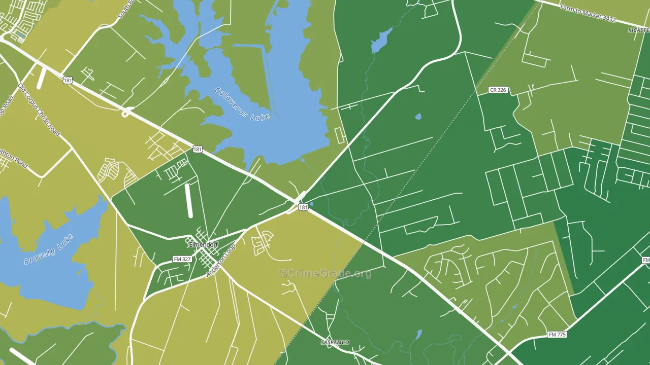 Saspamco, TX Map of Burglary Rates