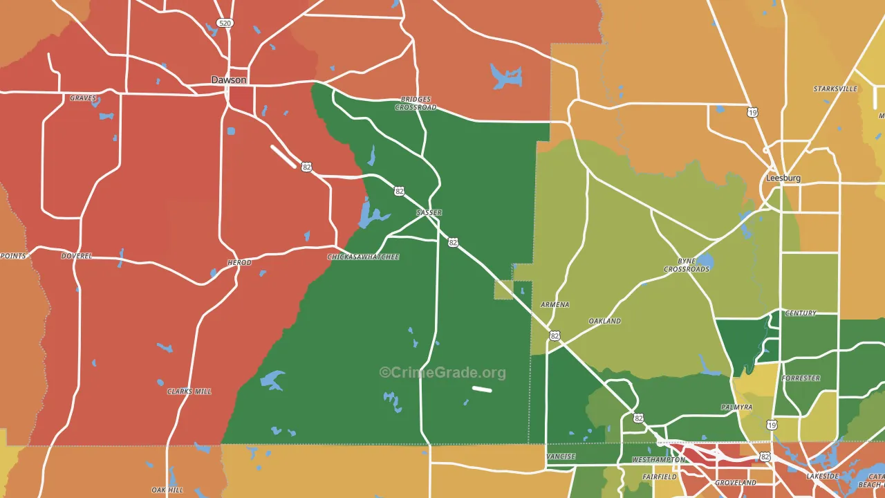 Sasser, GA Map of Burglary Rates