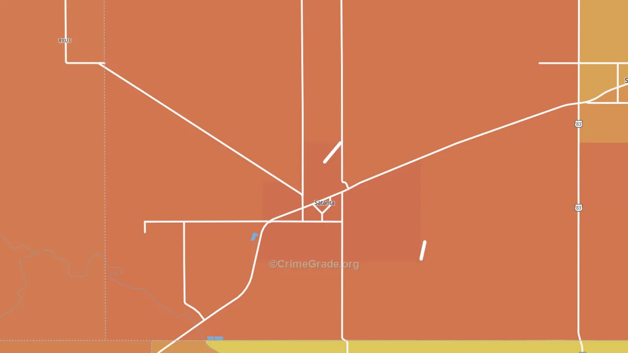 Satanta, KS Map of Burglary Rates