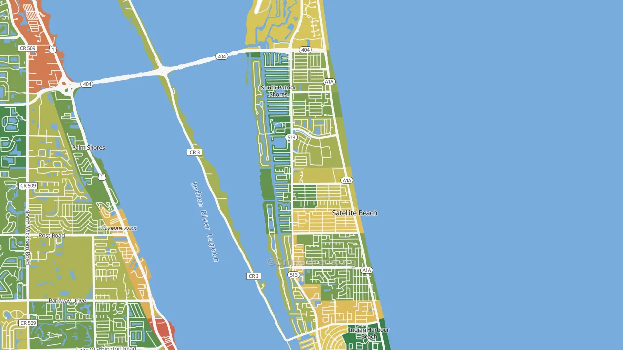 Satellite Beach, FL Map of Burglary Rates