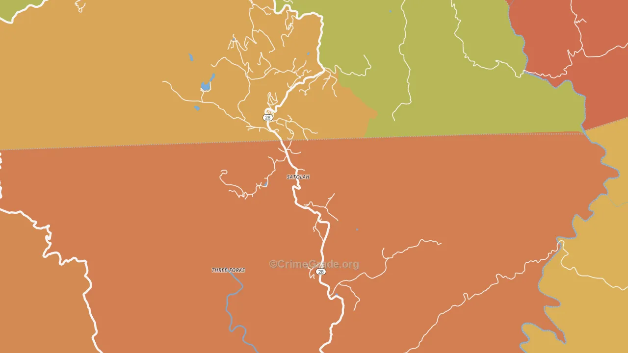 Satolah, GA Map of Burglary Rates