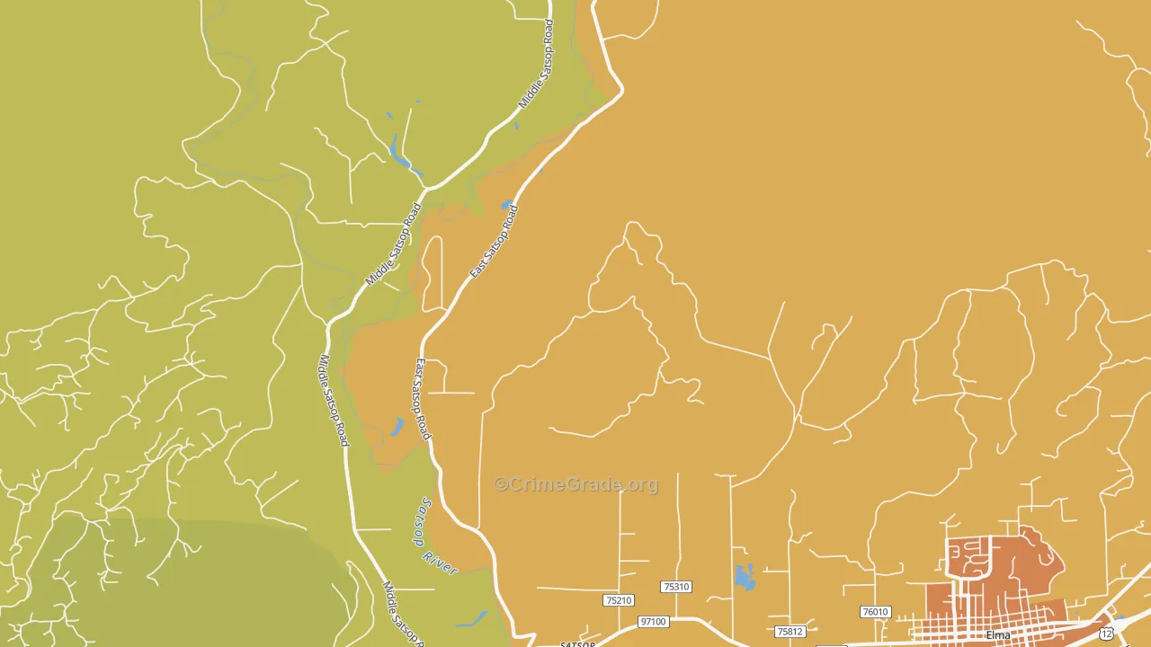Satsop, WA Map of Burglary Rates