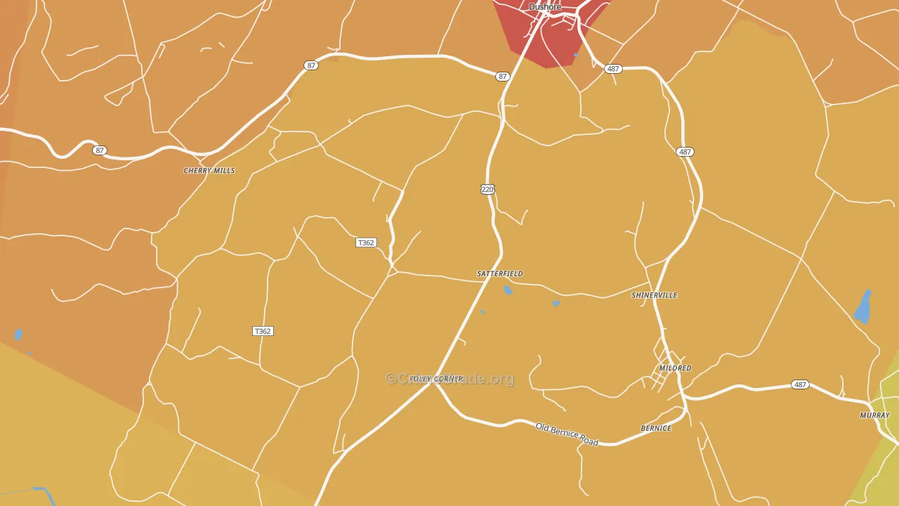 Satterfield, PA Map of Burglary Rates