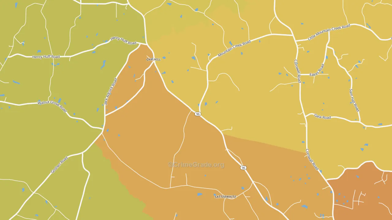 Satterwhite, NC Map of Burglary Rates