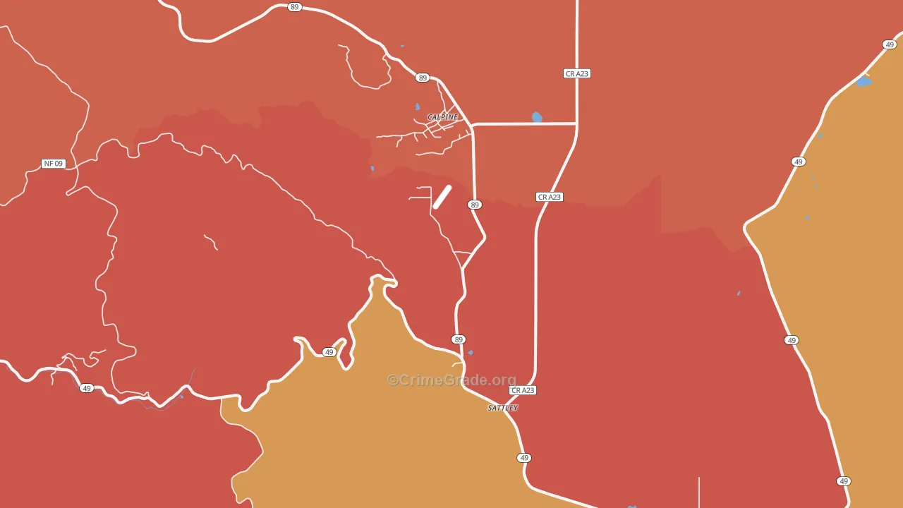 Sattley, CA Map of Burglary Rates