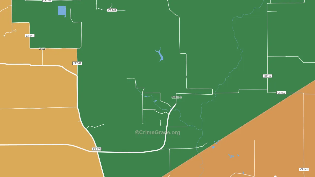 Saturn, TX Map of Burglary Rates