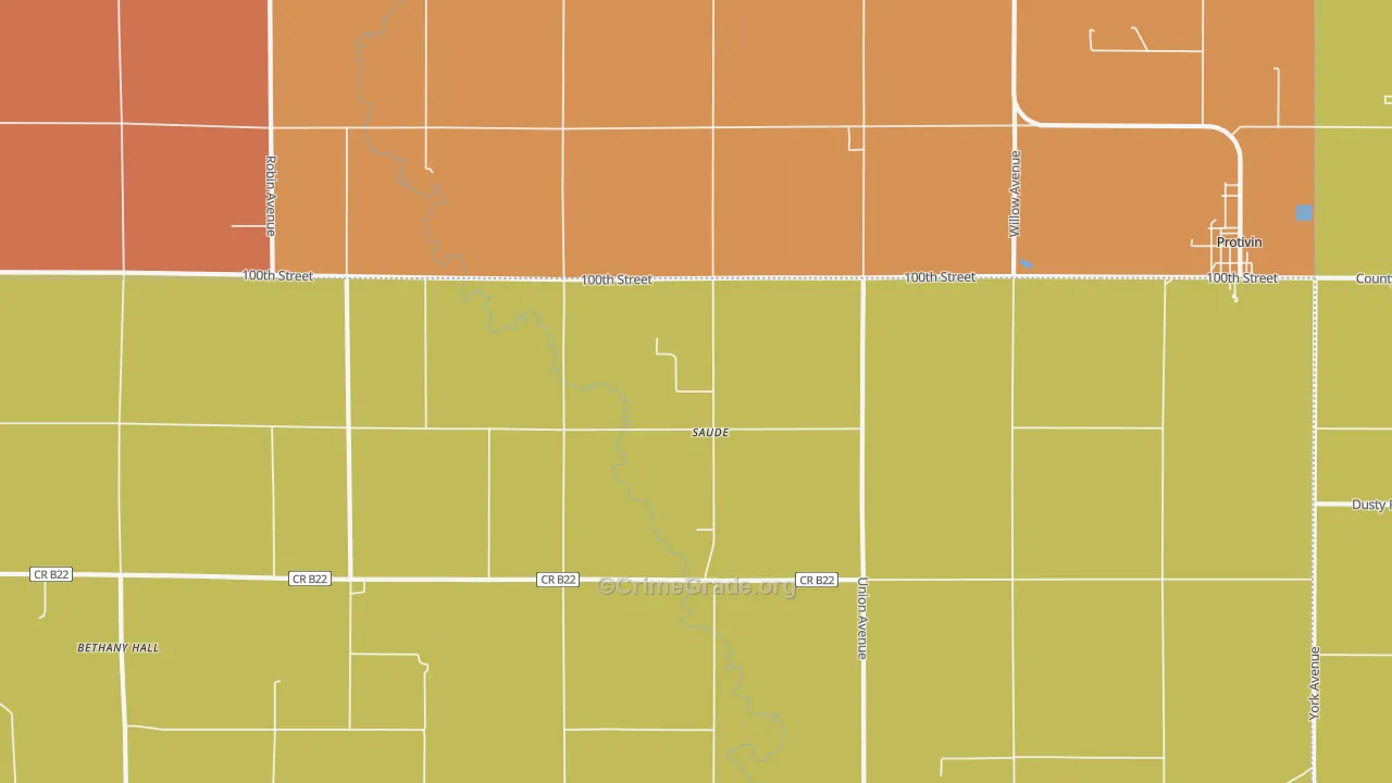 Saude, IA Map of Burglary Rates