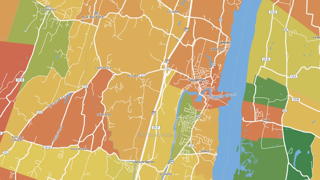 Saugerties, NY Map of Burglary Rates
